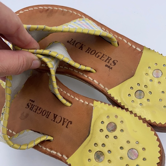 Euc Jack Rogers pastel plaid whipstitch sandals 5 - Picture 5 of 9